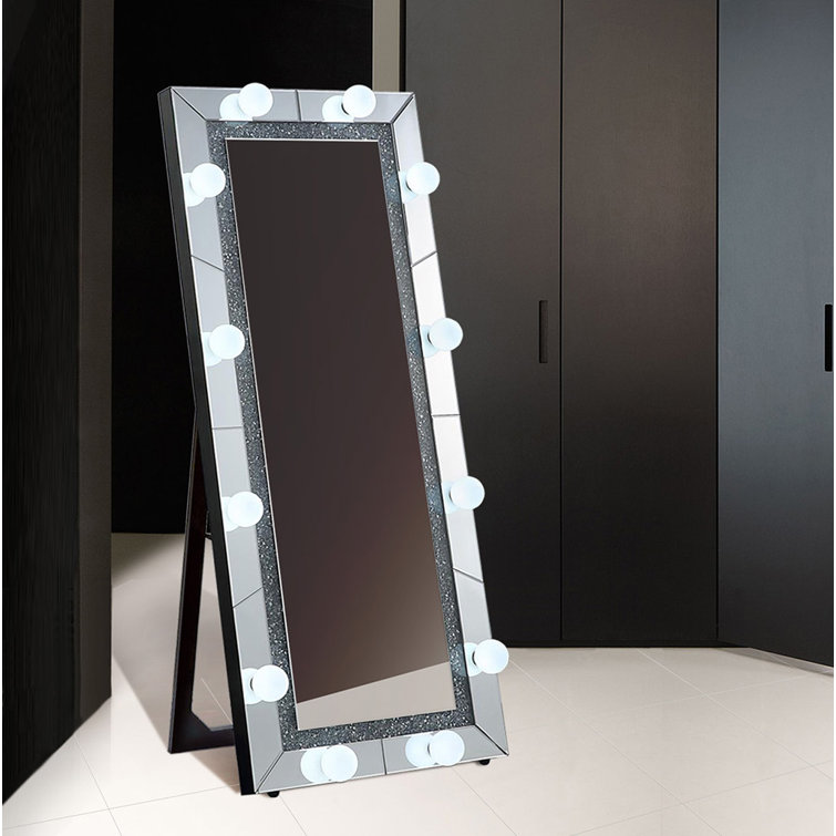 Everly Quinn Godfrey Beveled Lighted Full Length Mirror Wayfair Canada